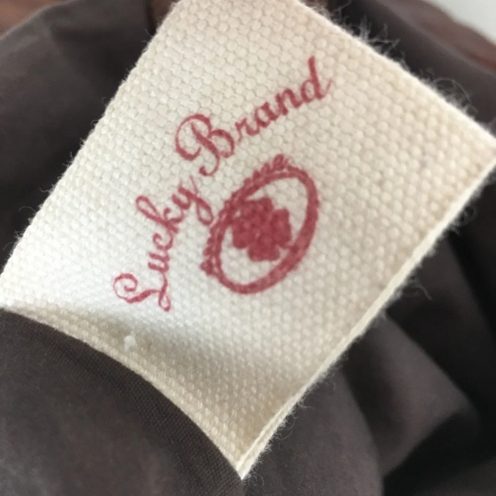 Lucky Brand Italian Leather & Canvas Shoulder Bag Brown Tan Hobo Bag Purse